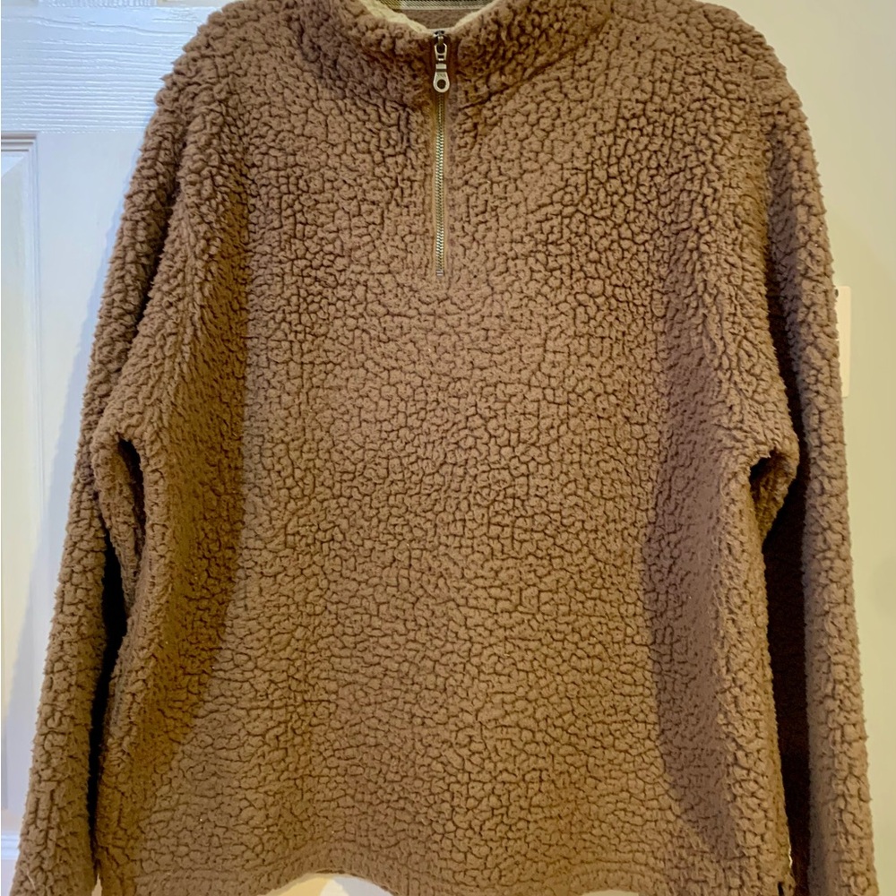 Horn Legend Pullover Sherpa Sweater Mens Large Quarter Zip Wool Fleece